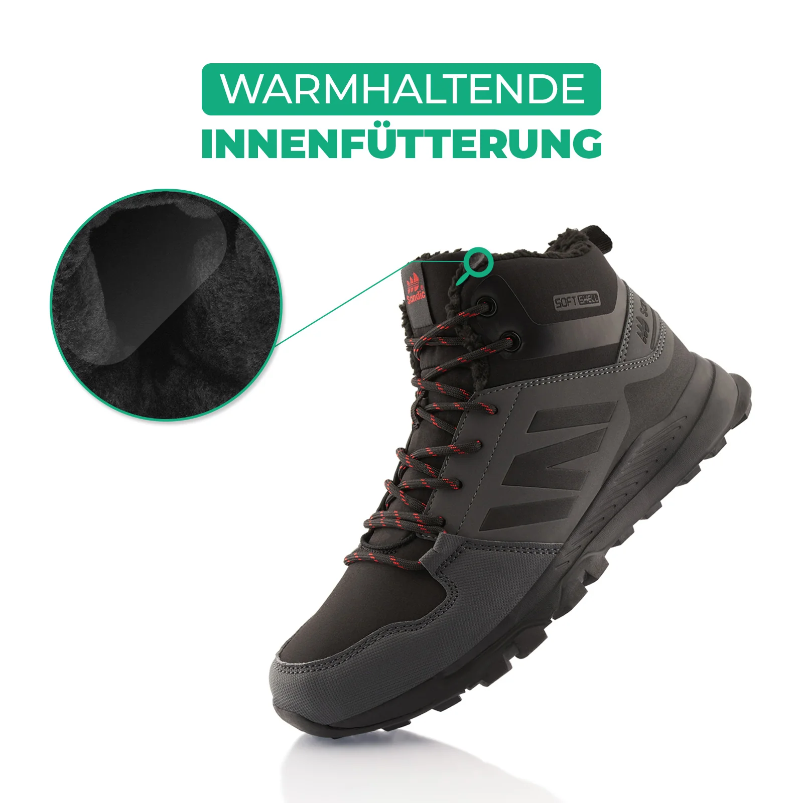 Winterstiefel Warm Gefütterte Wanderschuhe Softshell - Image 3